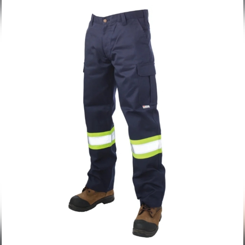 Tough Duck Reflective Relaxed Twill Safety Cargo Utility Pant S607 Navy 34x30